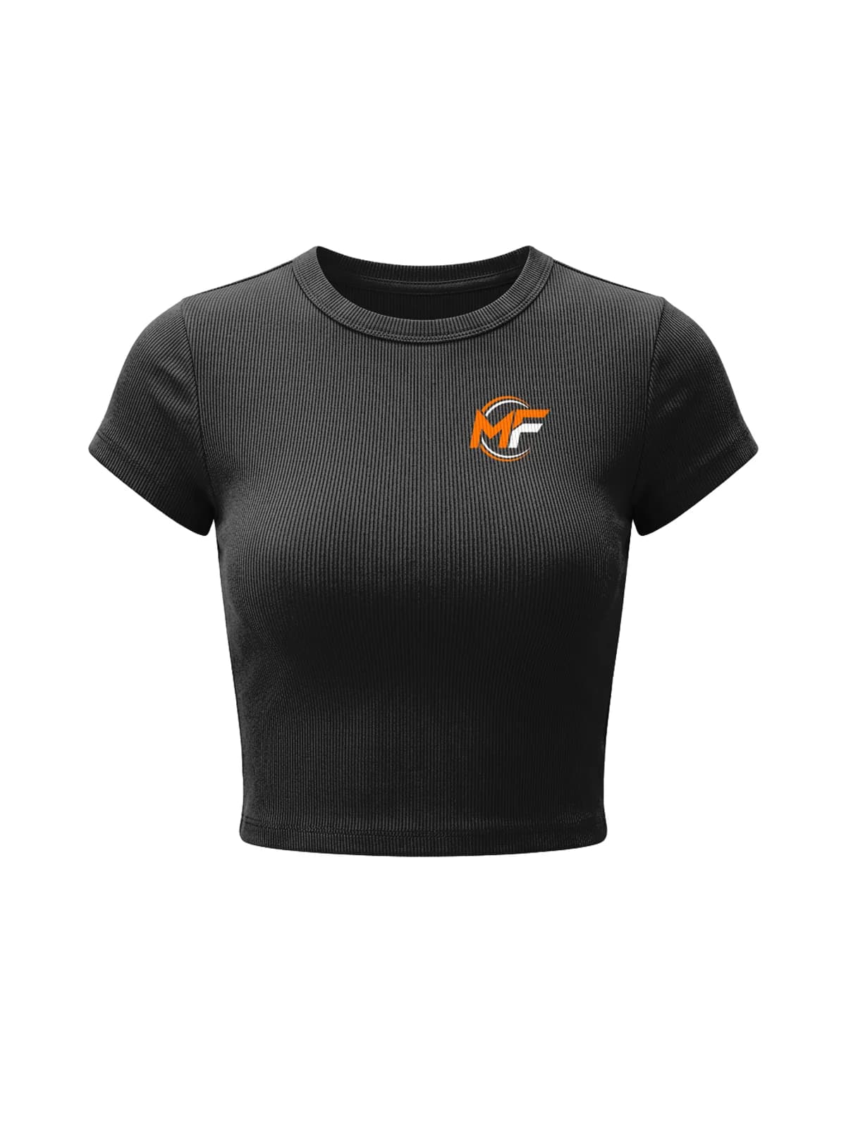 MF Ribbed Crop Top Black, front