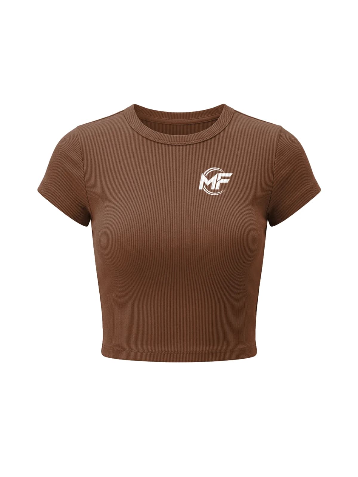MF Ribbed Crop Top Brown, front