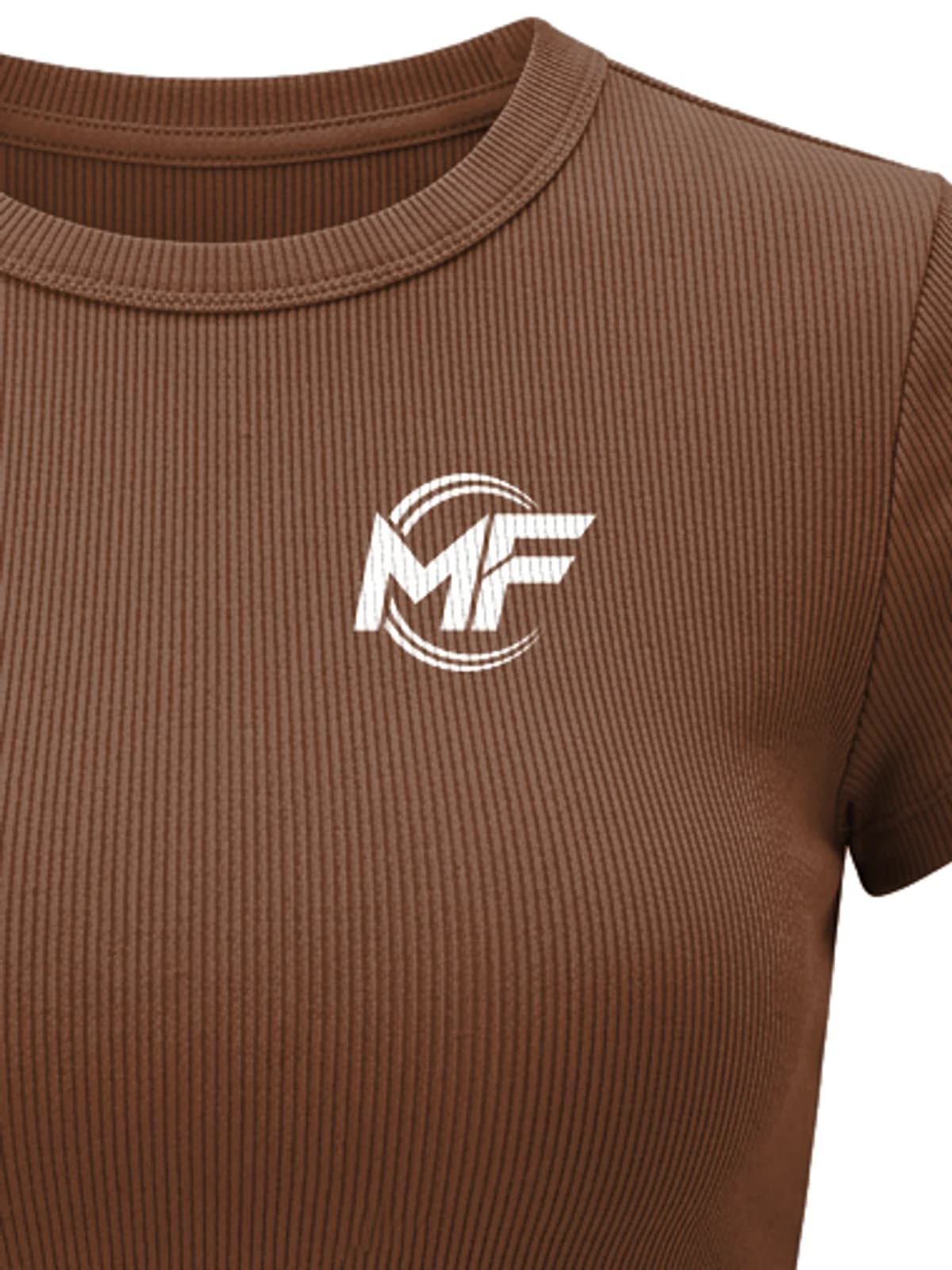 MF Ribbed Crop Top Brown, close-up