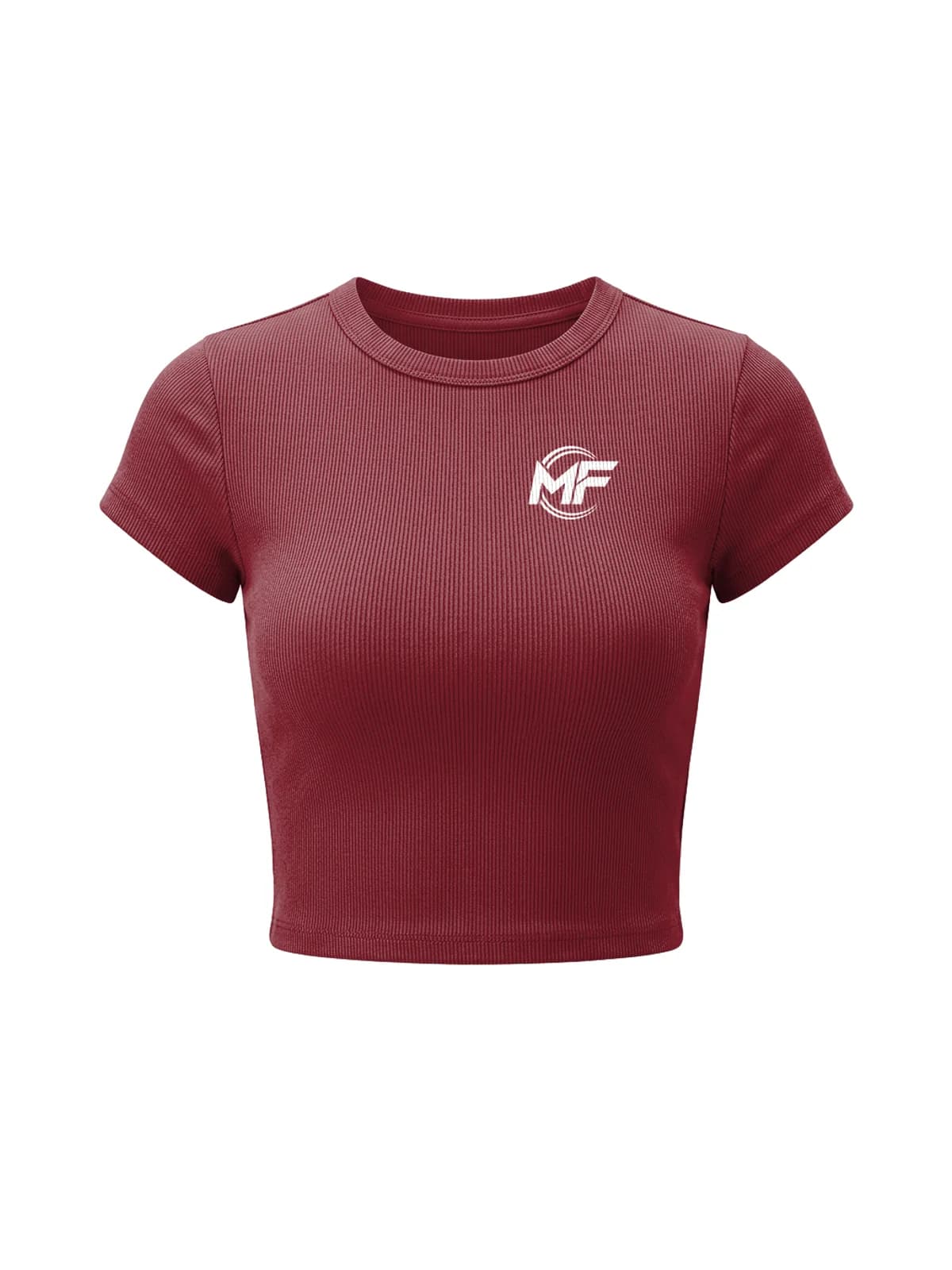 MF Ribbed Crop Top Burgundy, front