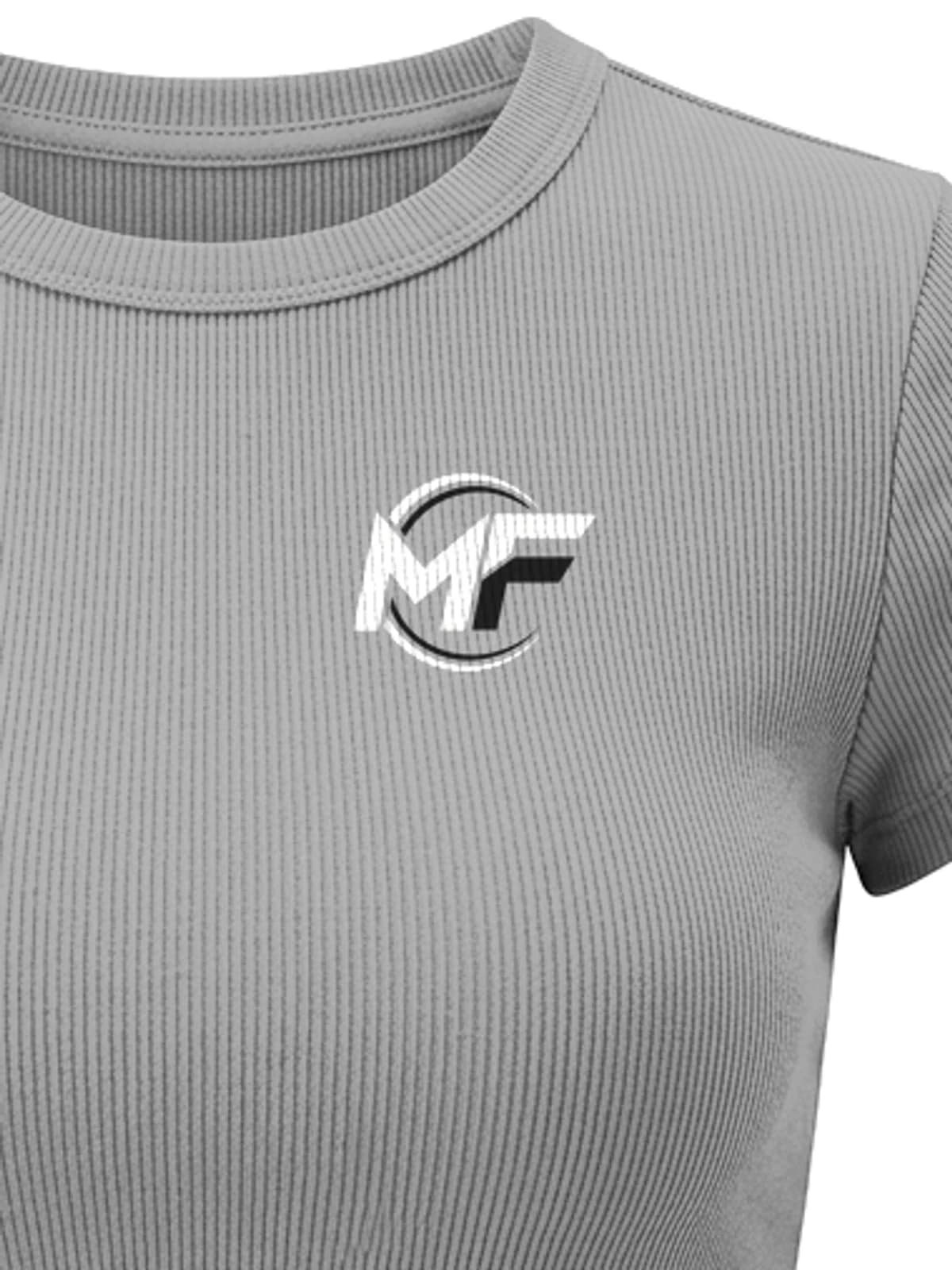 MF Ribbed Crop Top Grey, close-up
