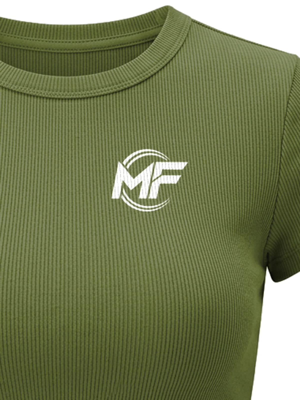 MF Ribbed Crop Top Olive, close-up
