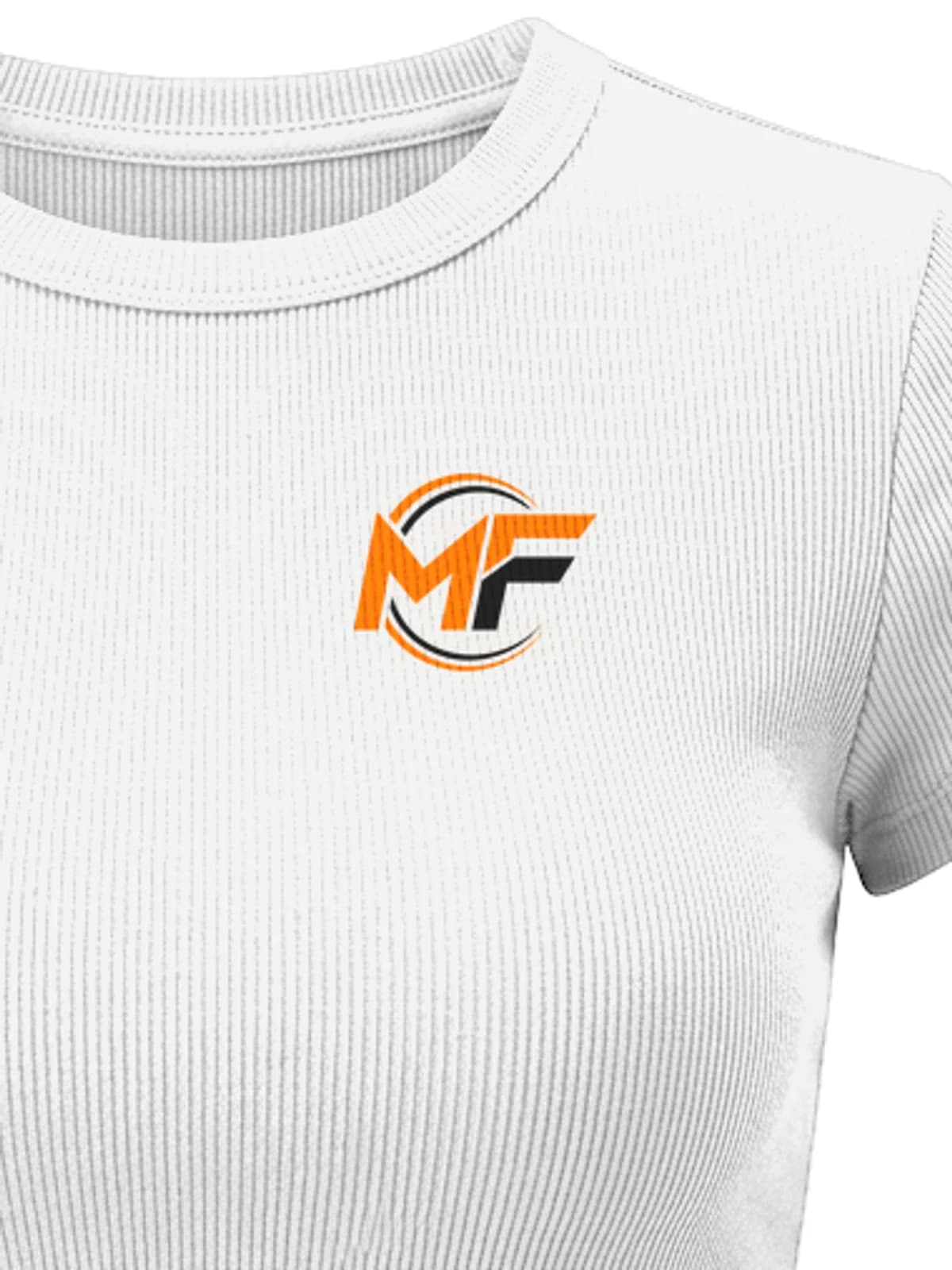 MF Ribbed Crop Top White, close-up